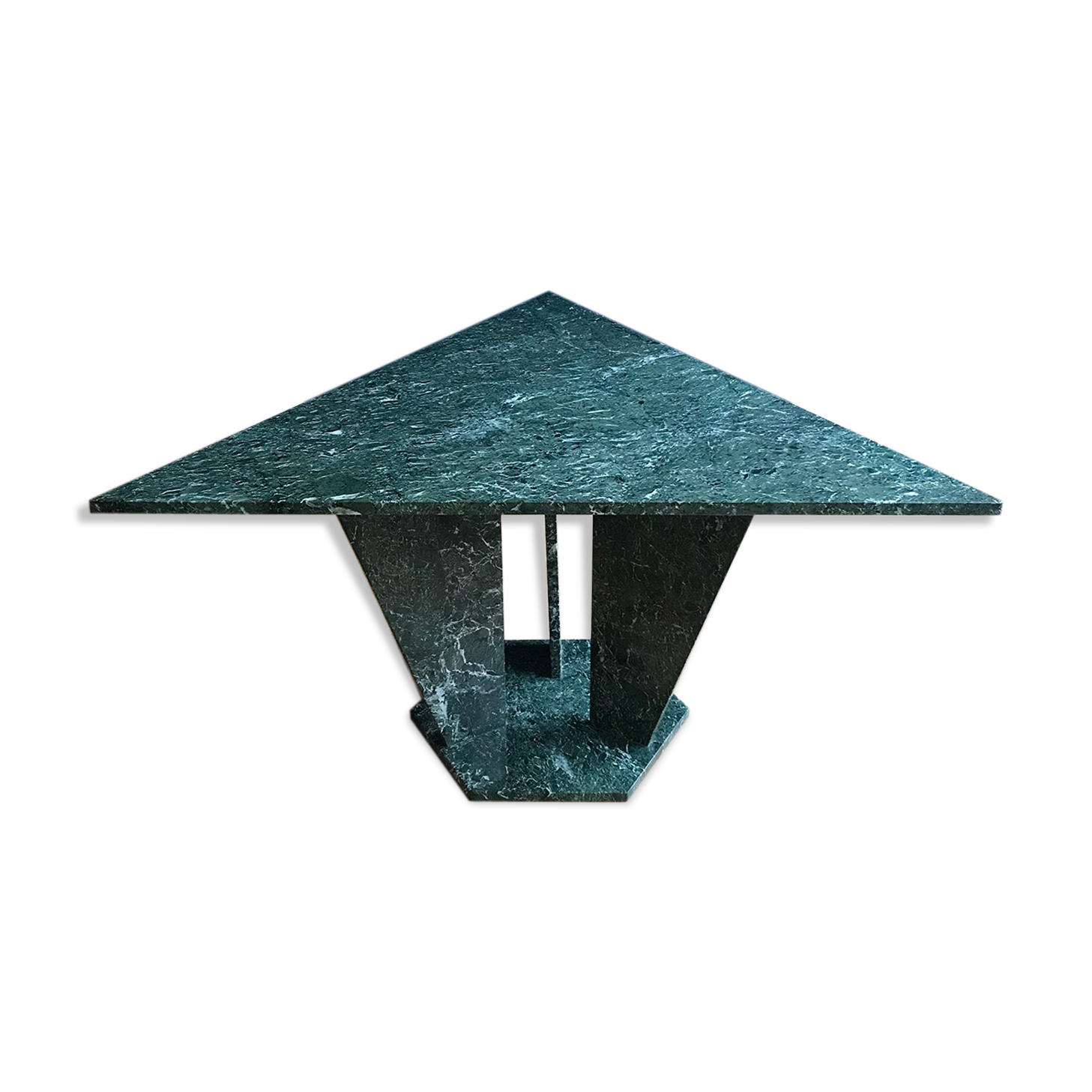 Table triangulaire en marbre d’Alpi verde années 1960