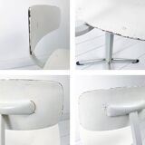 Mid Century Chaise d'école Chaise d'enfant Blanc Bois Métal Vintage Rétro C