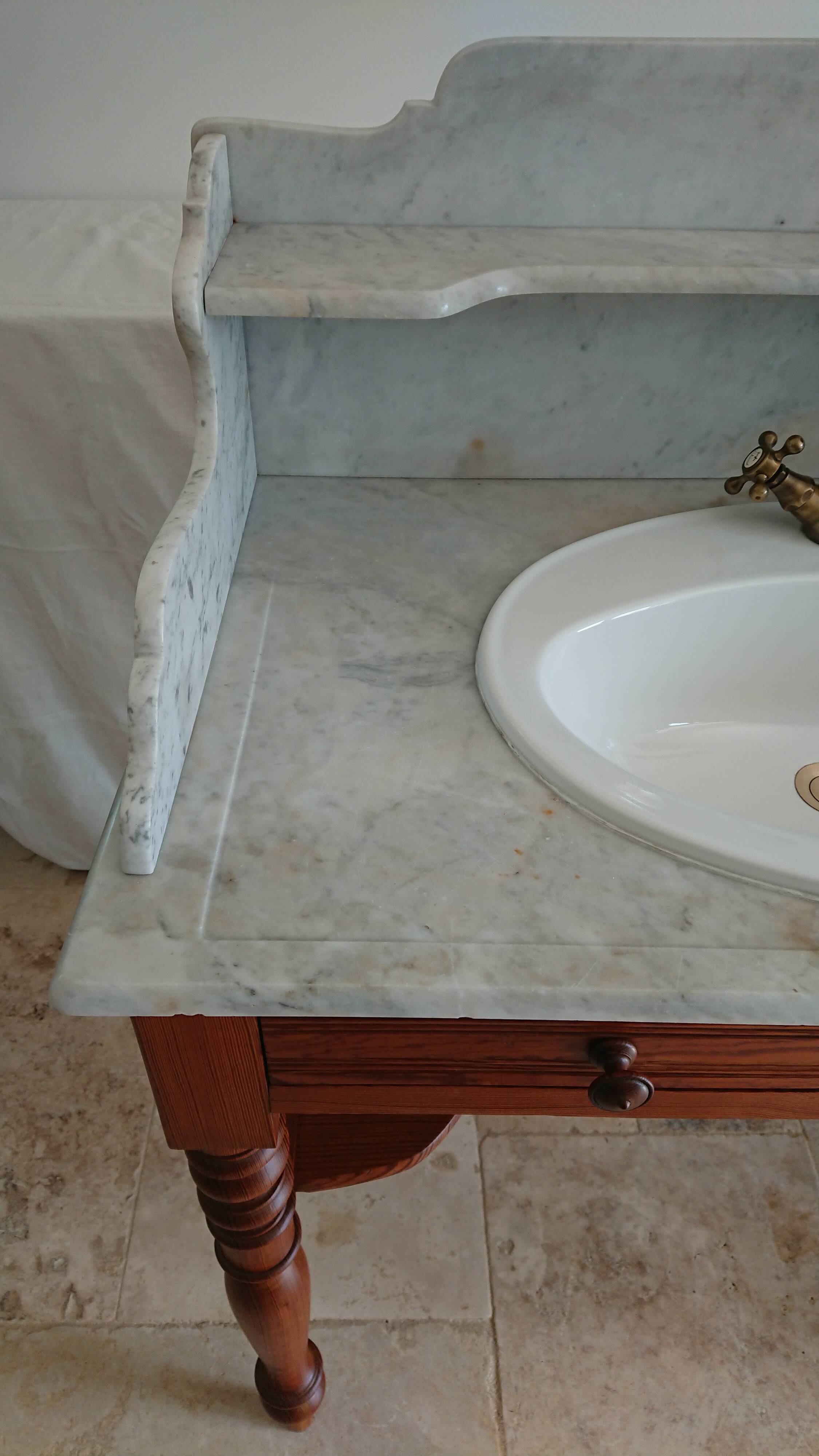 Toilet table on marble with cacker