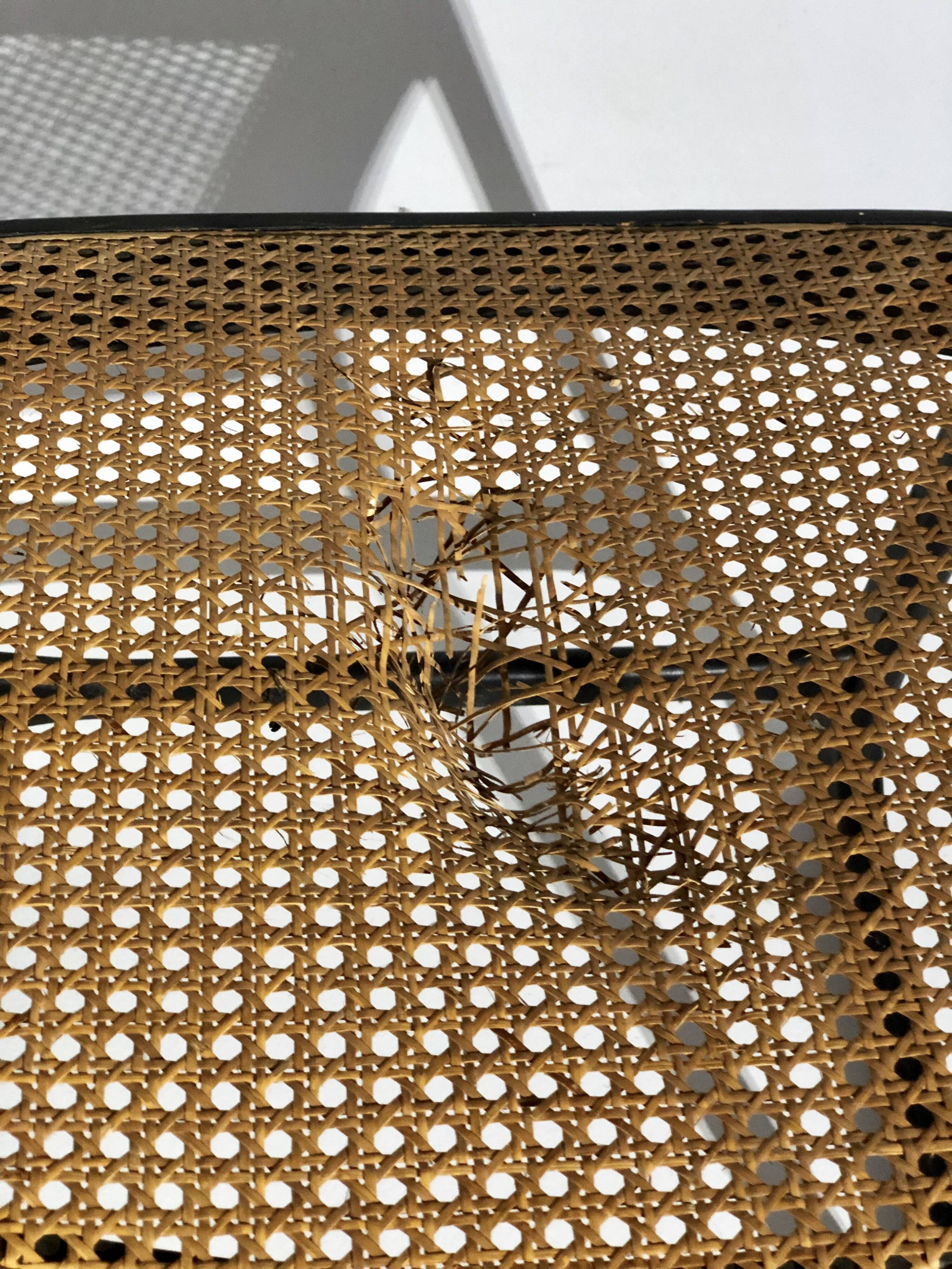 Suite of 3 vintage chairs Baumann cannage wood painted black