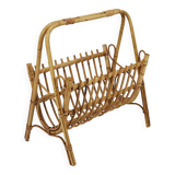 Bamboo and rattan magazine rack in the style of Franco Albini, Italy, 1950s.