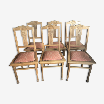 Lot de 6 chaises en chêne années 20