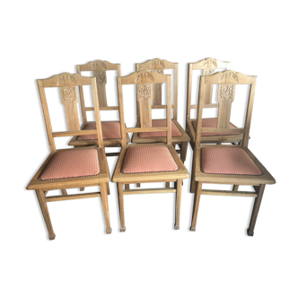 Lot de 6 chaises en chêne années 20