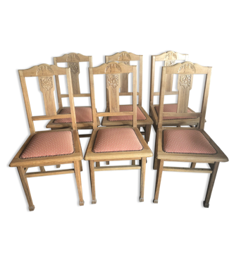 Lot de 6 chaises en chêne années 20