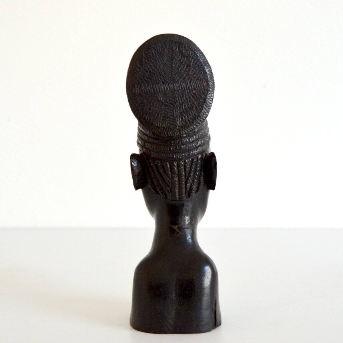 African head sculpture in ebony wood 1940s