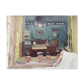 HST painting "Interior, circa 1920" by Pierre BONNEROT (1891-1981)