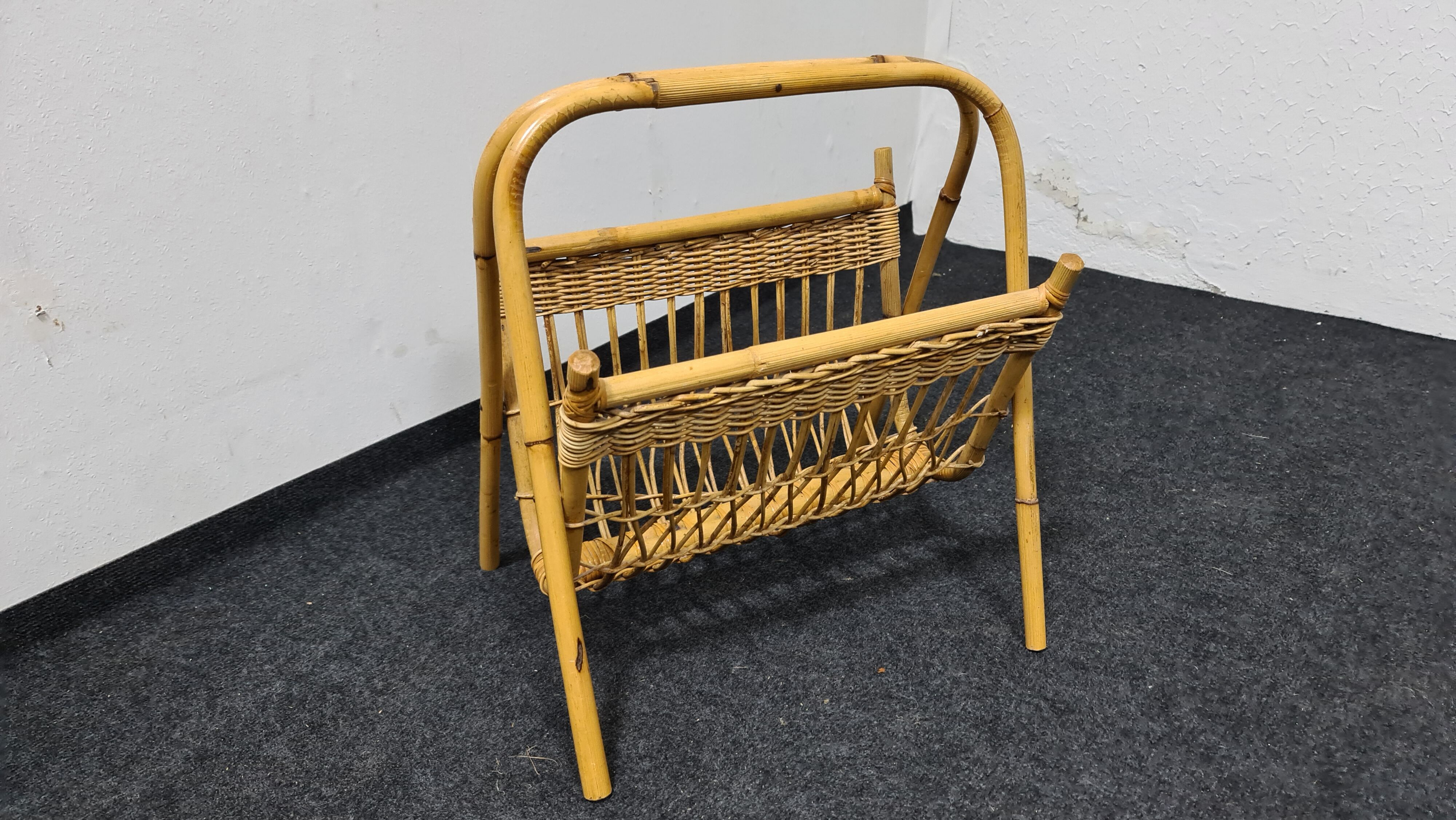 Vintage wicker paper or magazine rack