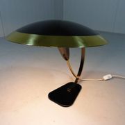 Lampe de bureau rare en laiton et verre des années 1950