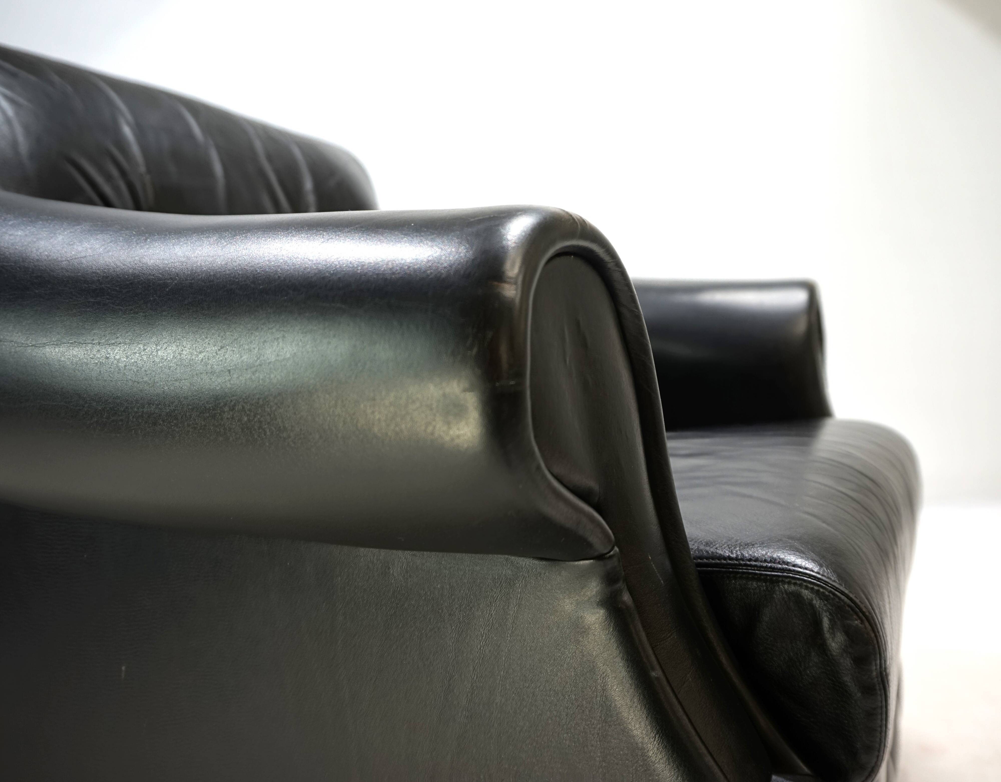 Fauteuil Art Déco en cuir, France 1960