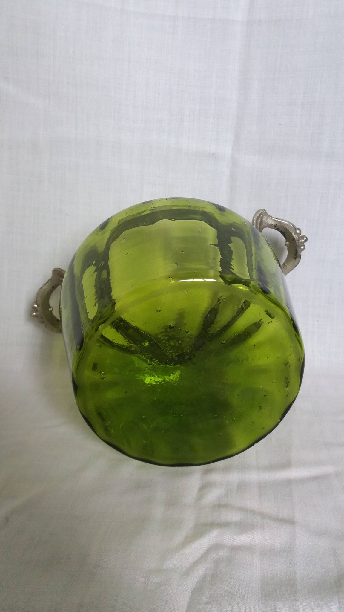 Napoleon III Art Nouveau glass and silver-plated biscuit jar