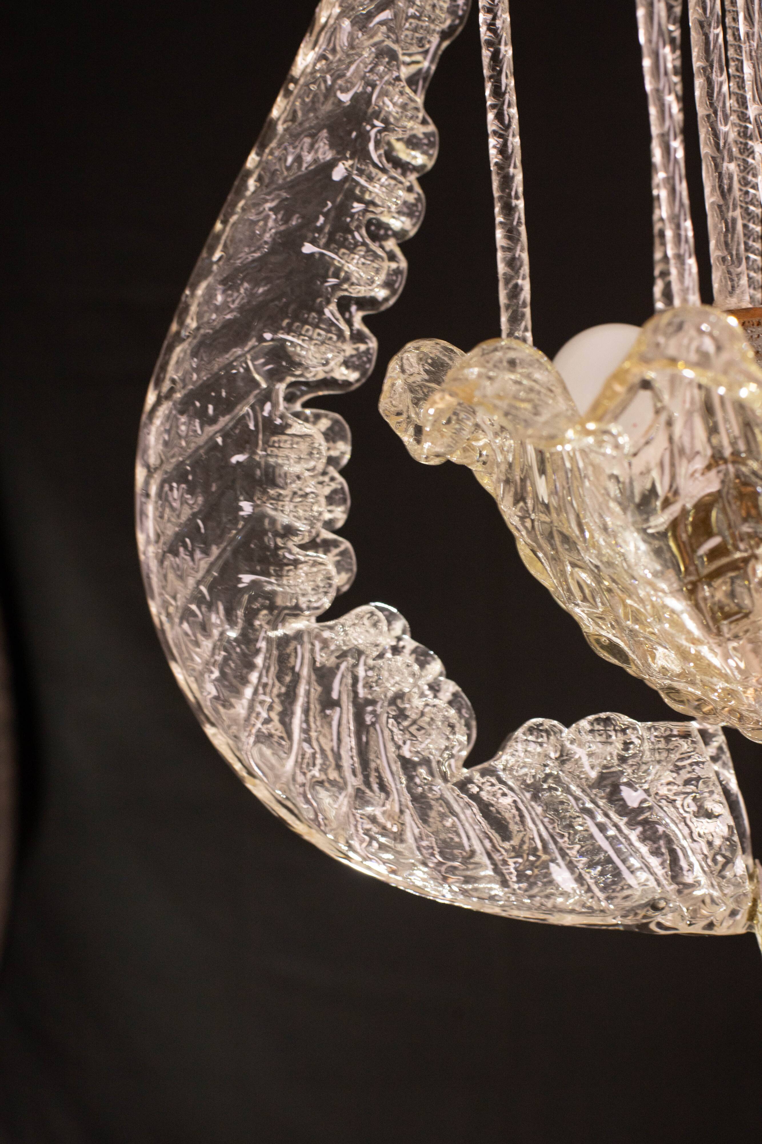 Art Decò Vintage Chandelier By Barovier e Toso, Murano Glass, 1940