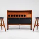 Erik Buch boomerang dry bar set in teak Dyrlund Denmark 1960