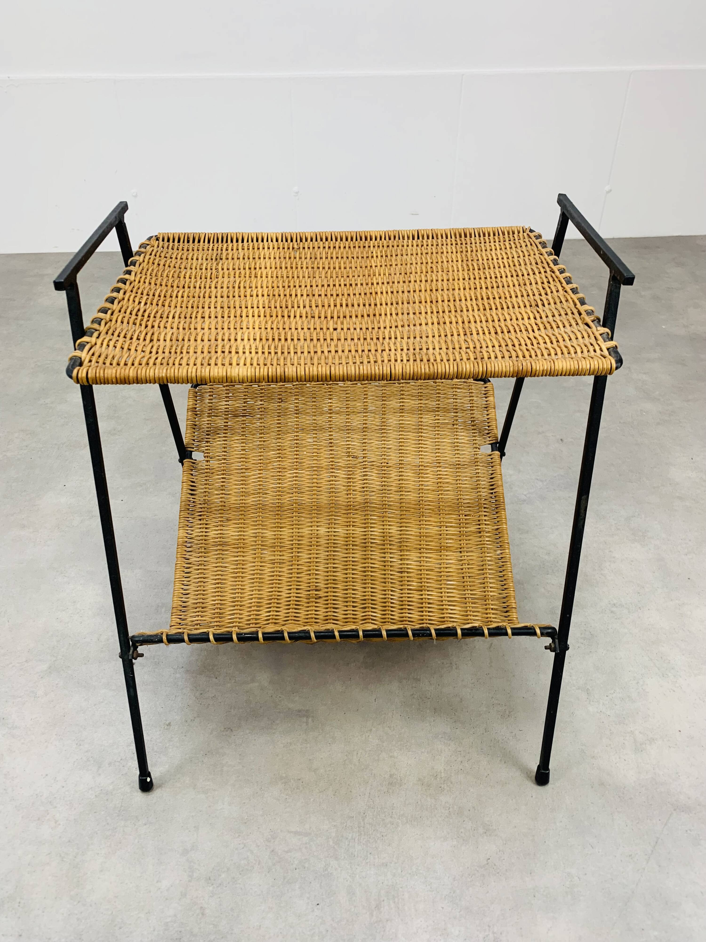Side table rattan metal 50s, door review