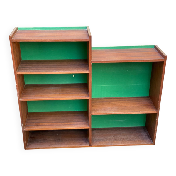Étagère scandinave vintage des années 60 en bois avec velours vert