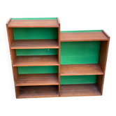 Vintage Scandinavian shelf from the 1960s in wood with green velvet.