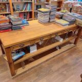 Large old draper's table with 5 drawers