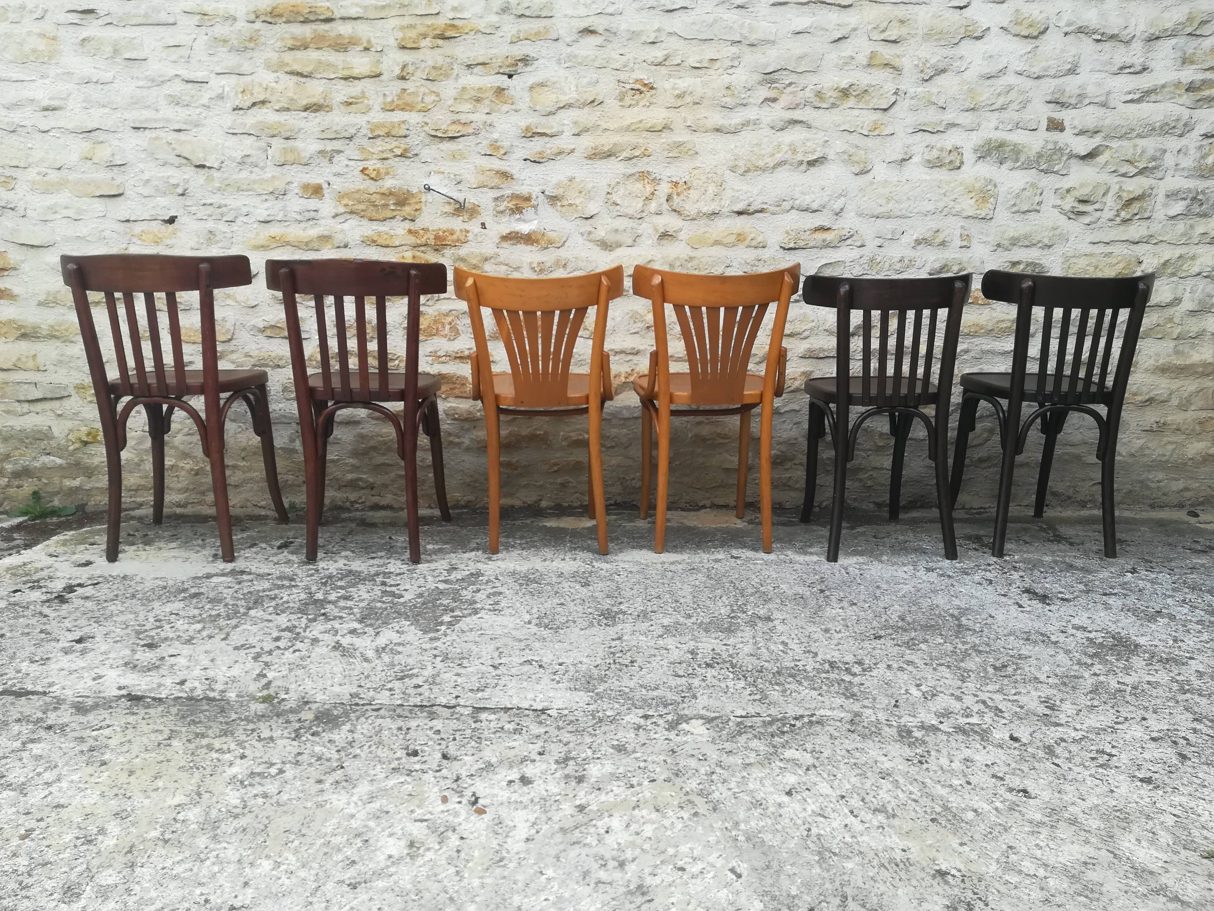Mismatched bistro chairs