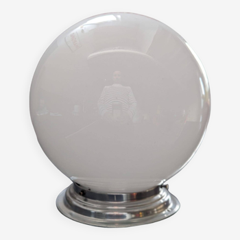 Ancien grosse applique plafonnier art deco 1930 globe boule abat jour opaline blanc Ø25cm