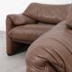 Set of Cassina Maralunga 2 seaters in mocca leather