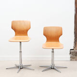 Vintage chair adjustable workshop beech chrome