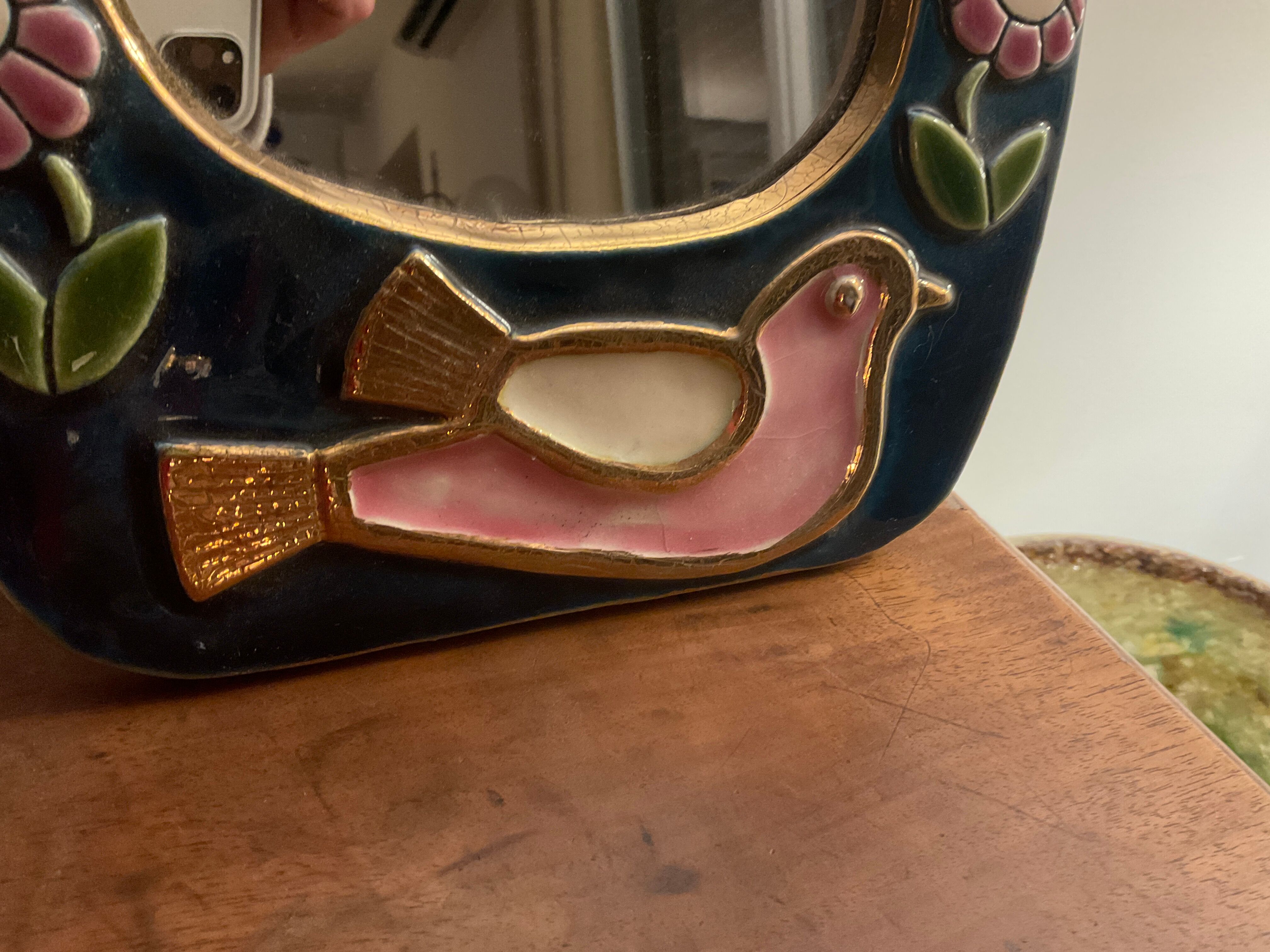 Mirror Mithe Espelt .bird decorations 29x22cm