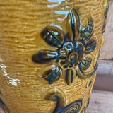 Vase West Germany in ceramic - relief floral decoration