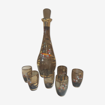 Carafe set and 6 small glasses - Year 70