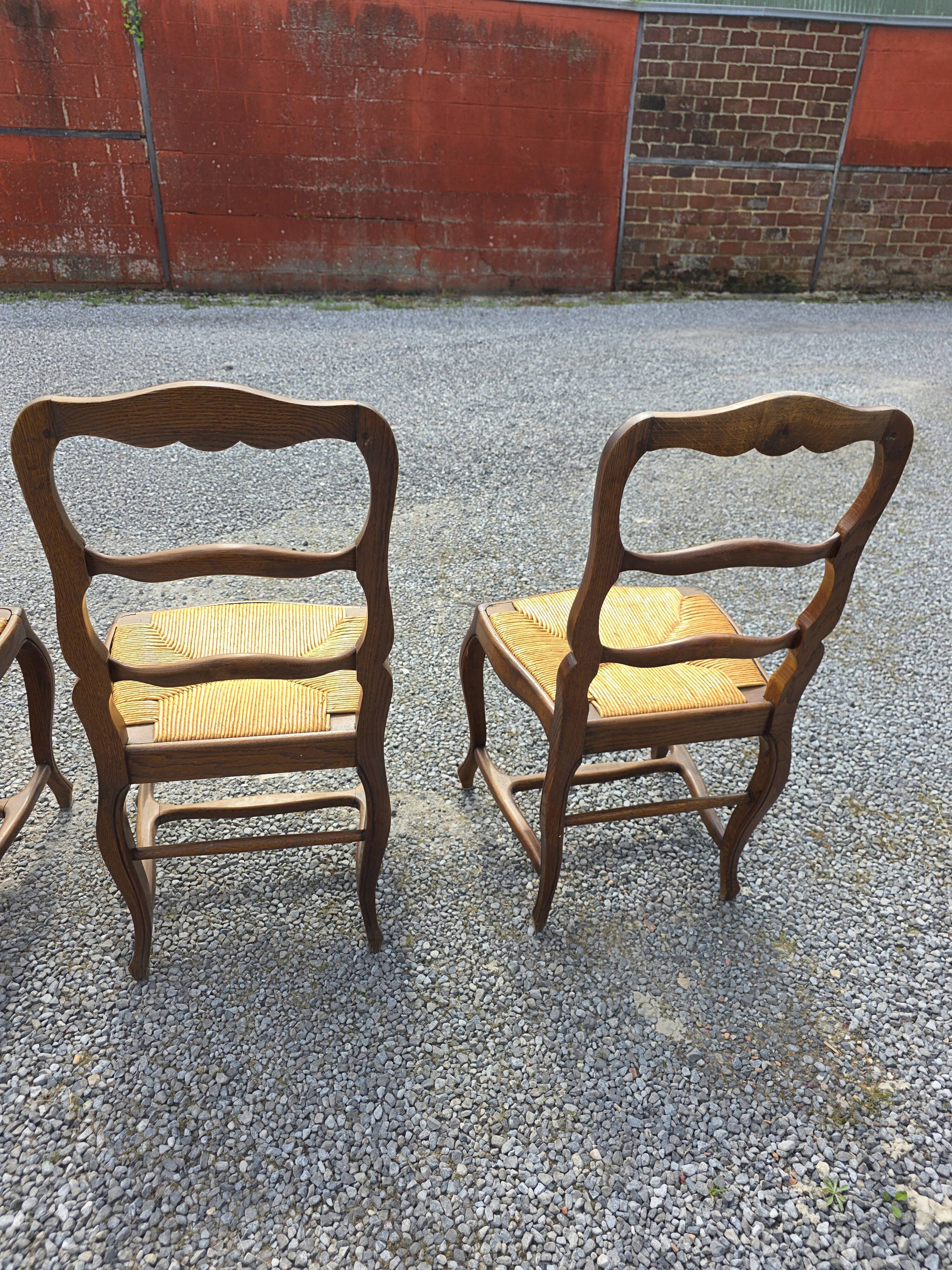 4 Louis XV style chairs in solid oak