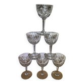 Set de 6 verres à vin gravés