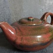 Théière de potier en grès émaillé vintage
