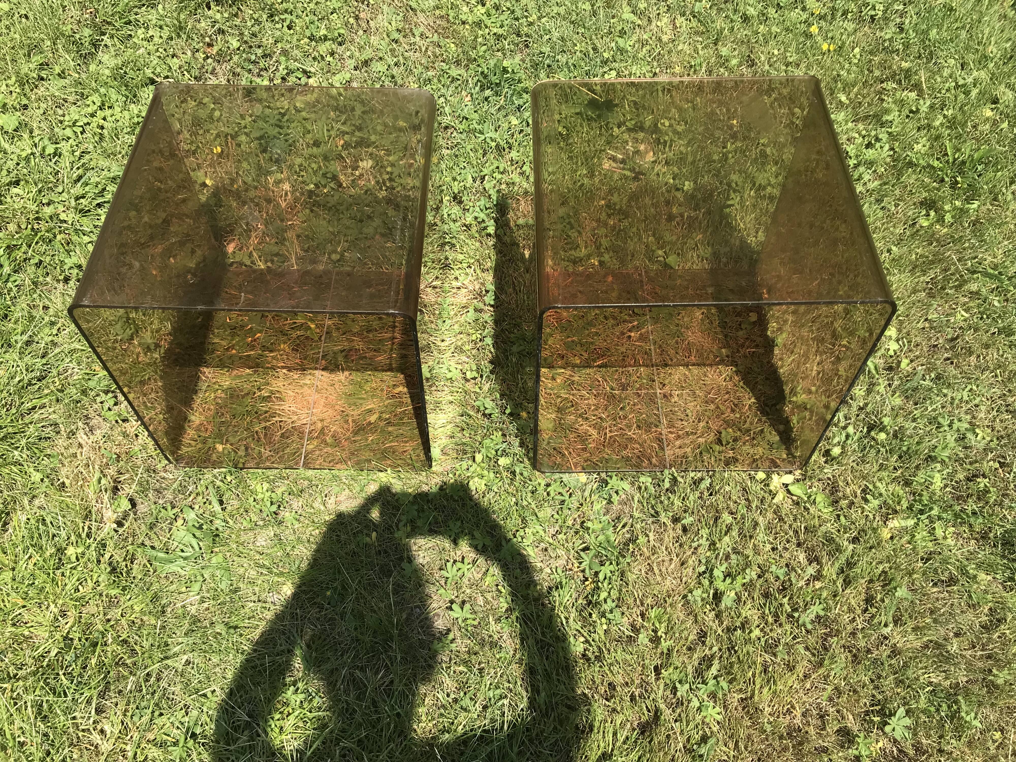 Pair of bedside tables in plexiglass smoked 70