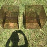 Pair of bedside tables in plexiglass smoked 70