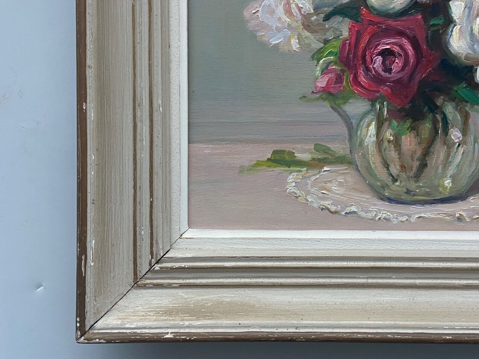 Oil on panel by jeanne prin still life with flowers mid xxe