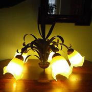 Five Pendant Lights with Frosted White Glass, 1970s