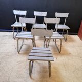 6 vintage garden chairs made of wood and metal