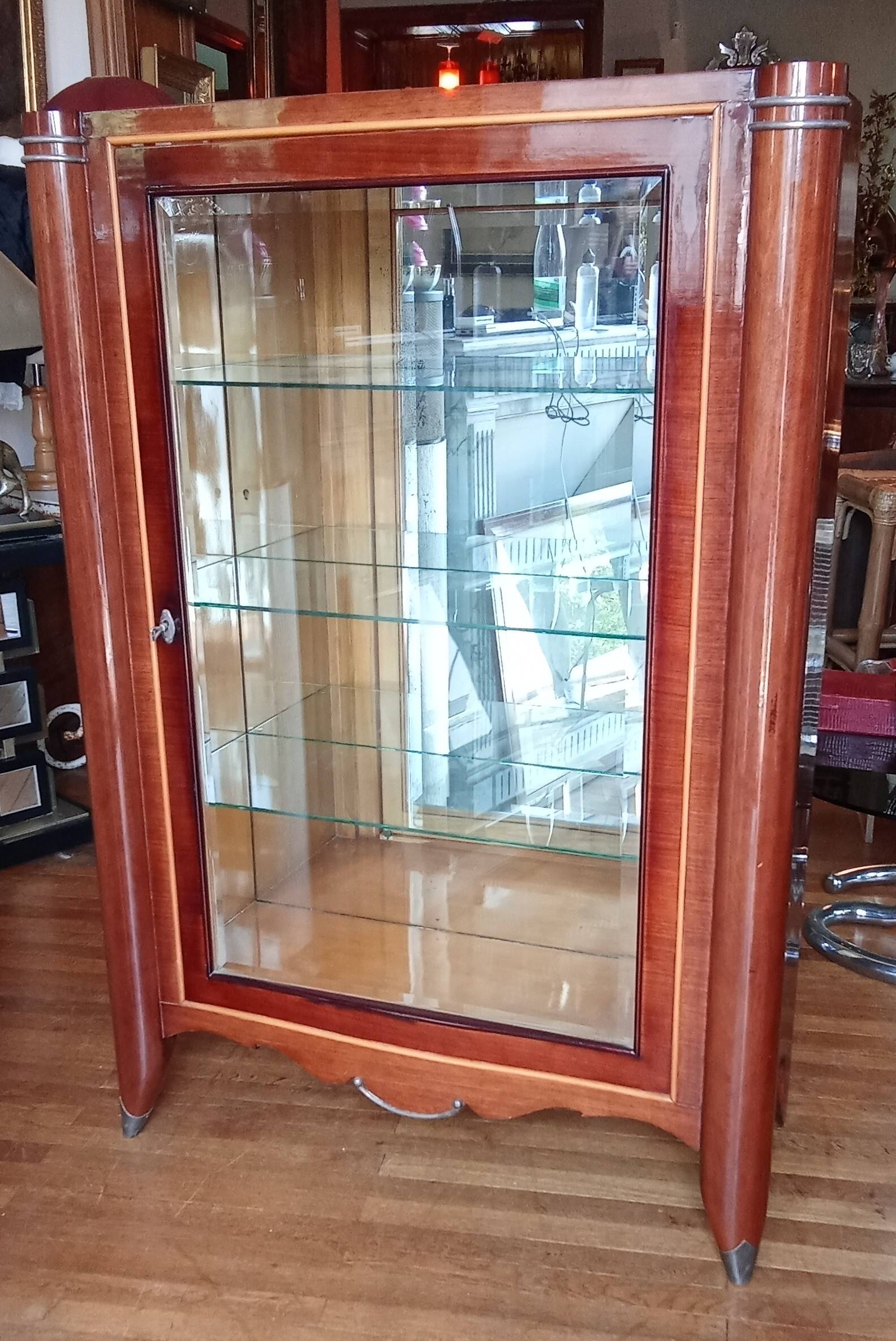 Antique illuminated Art Deco display cabinet