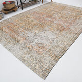 8x12 handmade orange foloral turkish rug 383x257cm