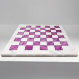1970s Stunning Pink and White Chess Set in Volterra Alabaster Handmade Made in Italy