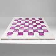 1970s Stunning Pink and White Chess Set in Volterra Alabaster Handmade Made in Italy