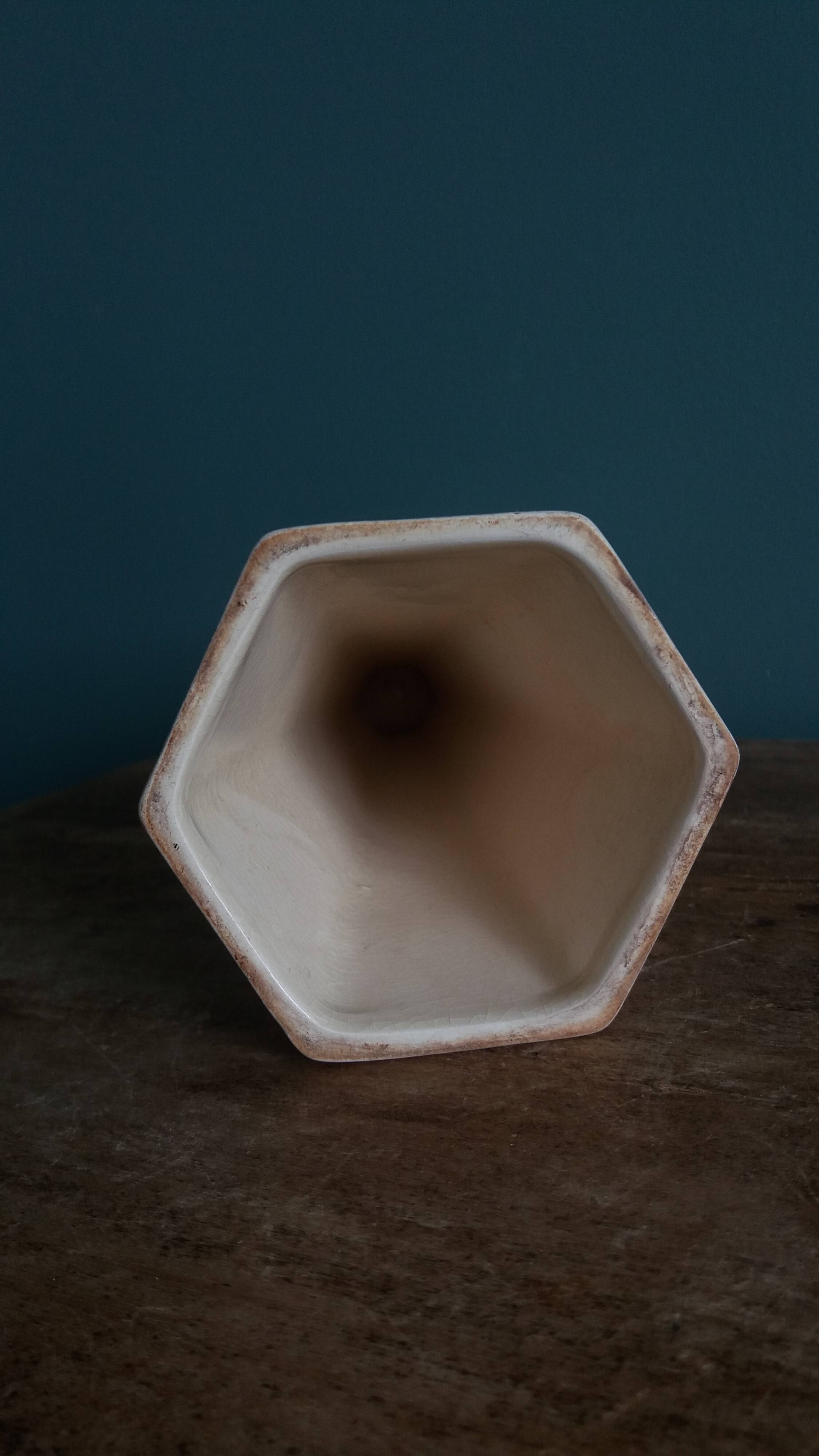 Ceramic candlestick with crackled glaze and gilding, Art Deco