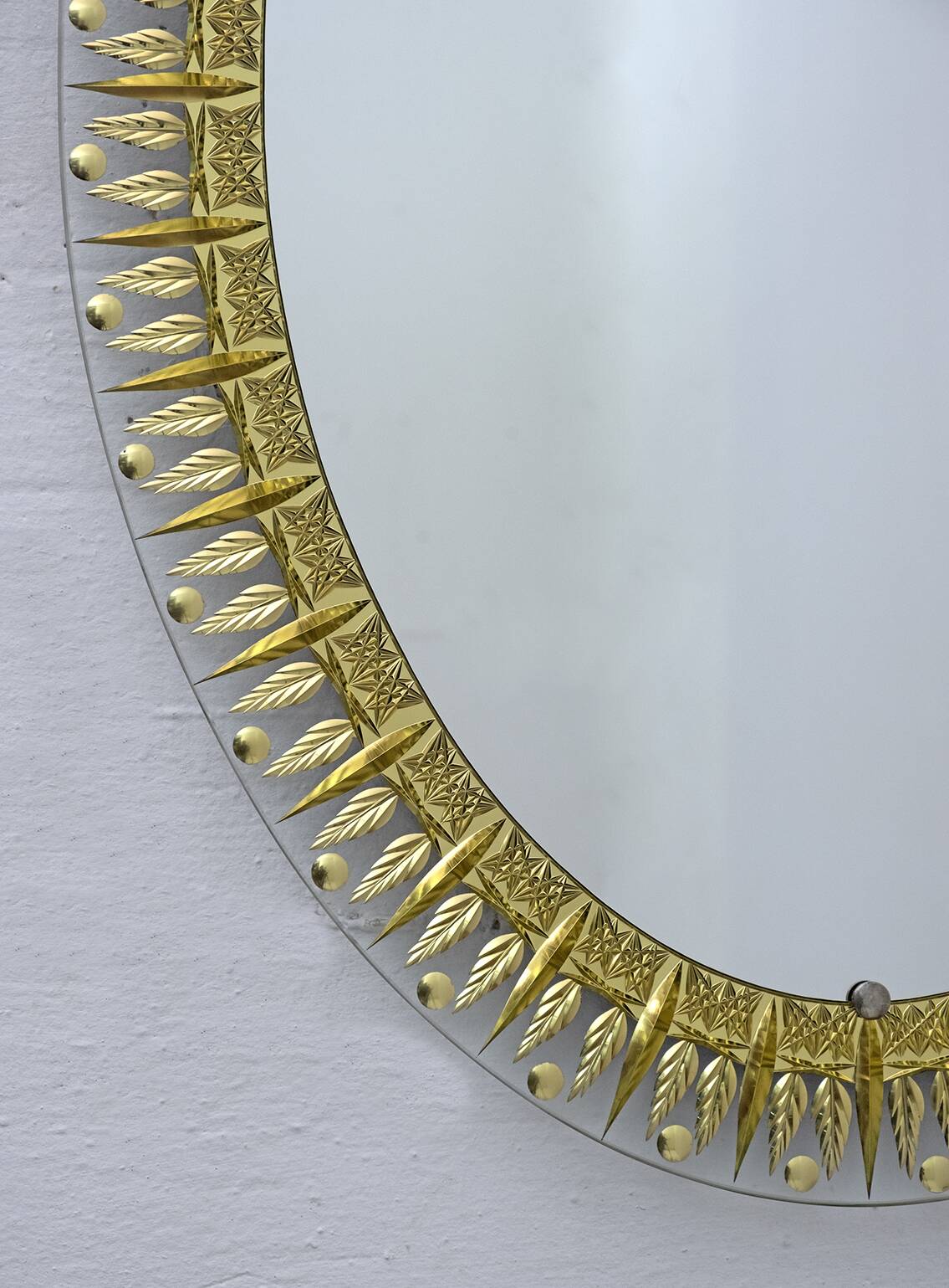 Cristal Art Mid-Century Modern Italian Ground and Gilded Mirror, 1960s