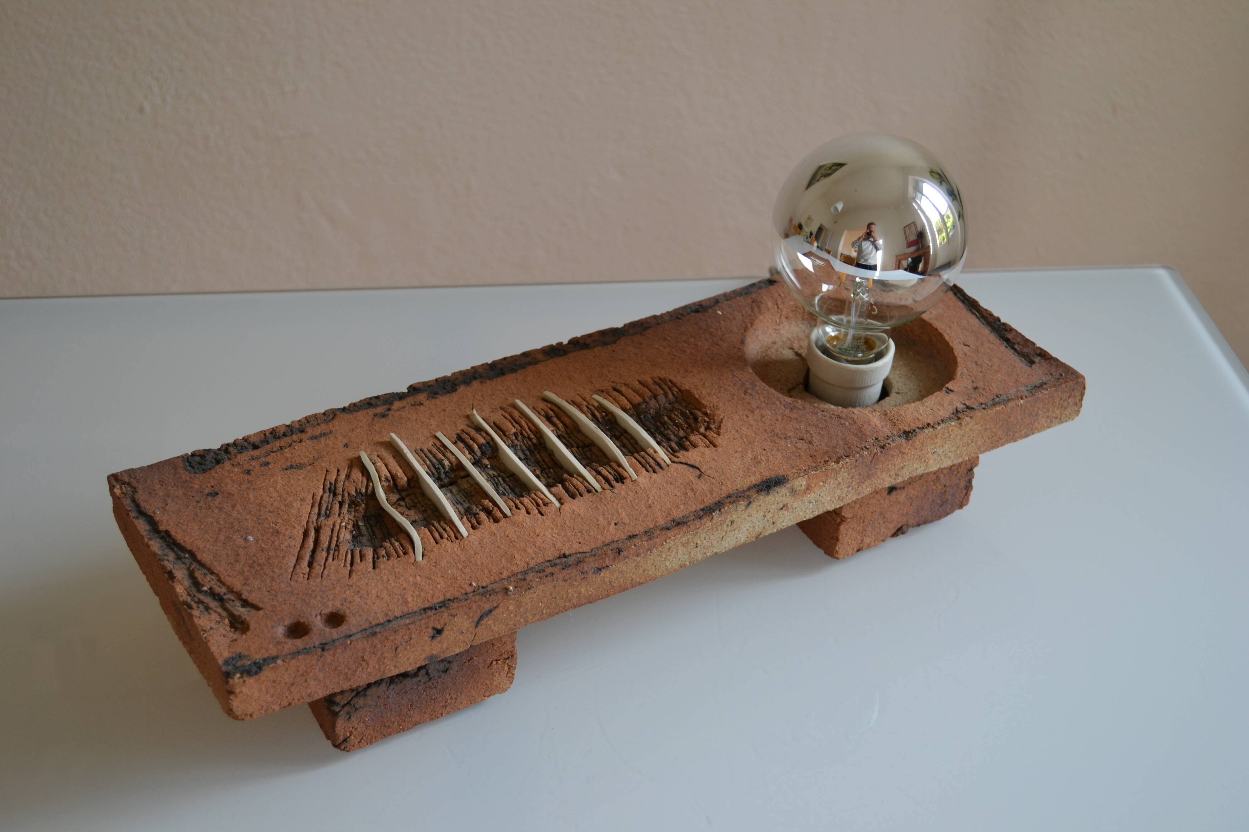 Vintage 1970s Brutalist Modernist Ceramic Table Lamp