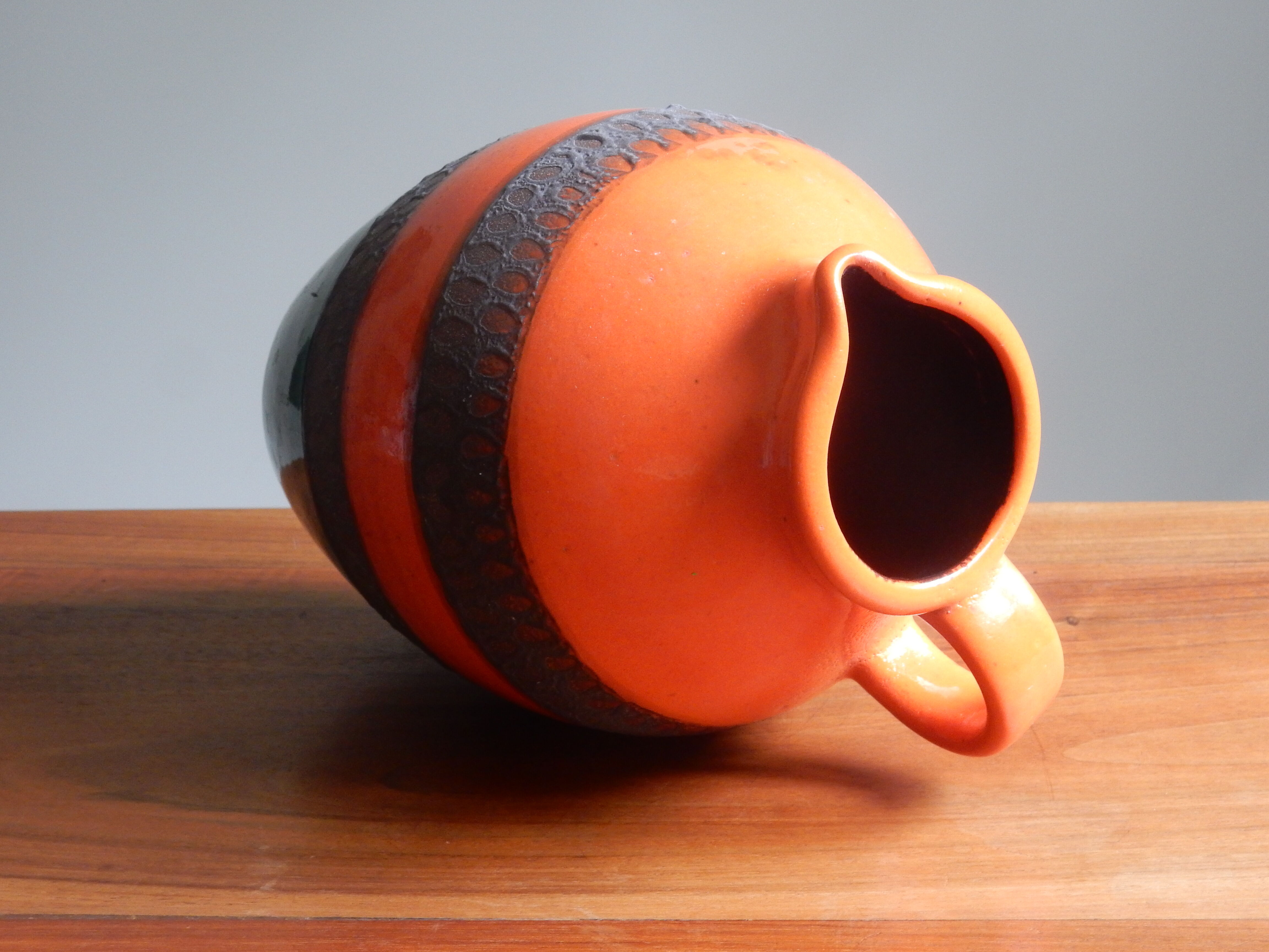 German ceramic orange vase from the 60s