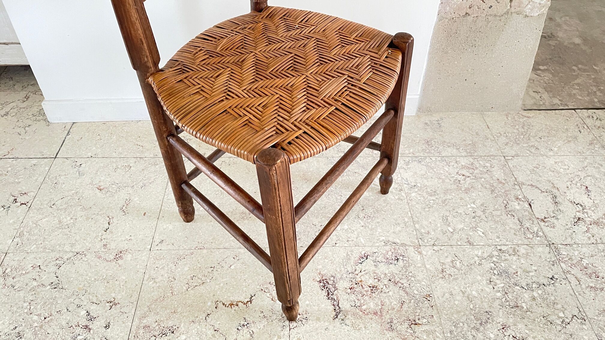 Low straw chair country style