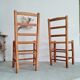 Paire de chaises en bois et paille