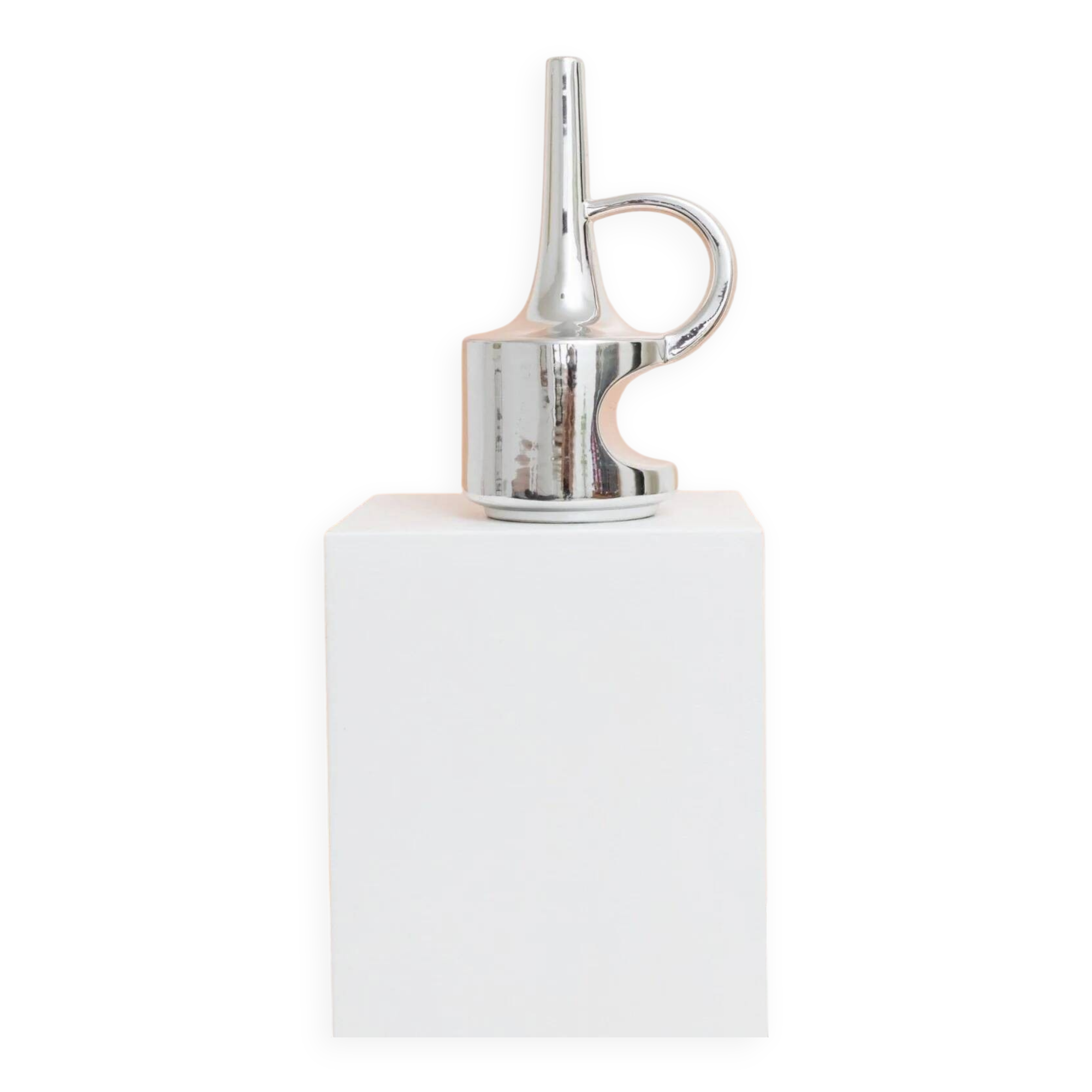 XL Vintage Ceramic Vase in Chrome Glaze (Silver) – SSF Italia, Space Age 1970s
