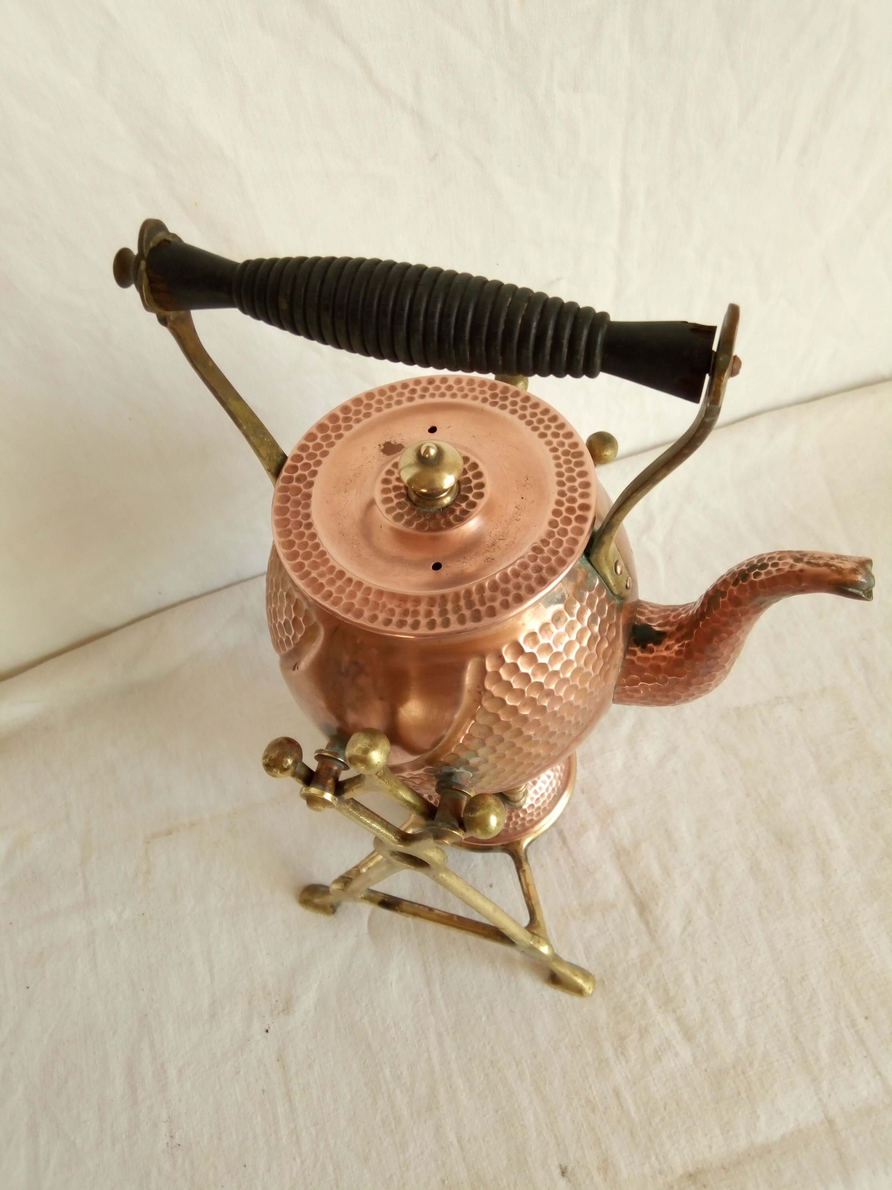 Ancient copper and brass travel teapot 20th