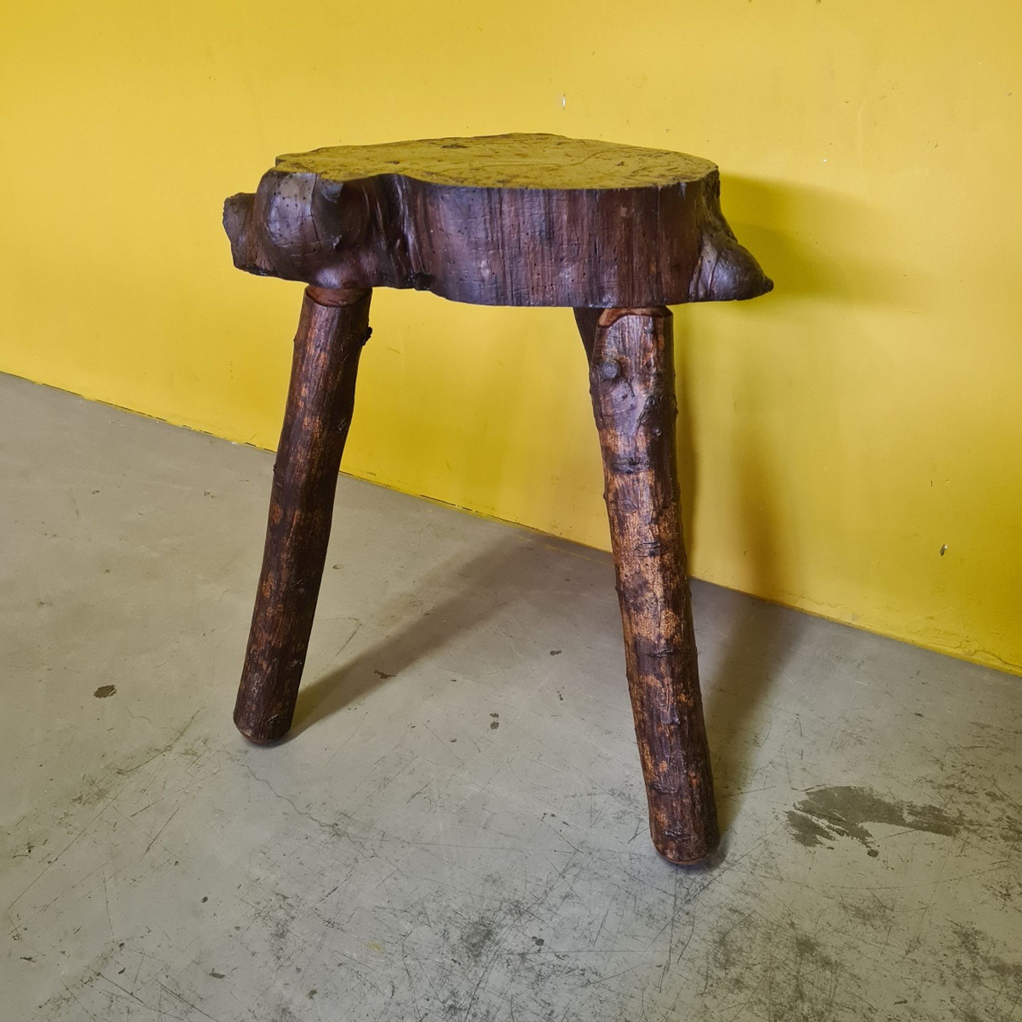 Hand made french tree trunk stool/side table, from the mid 20th century.