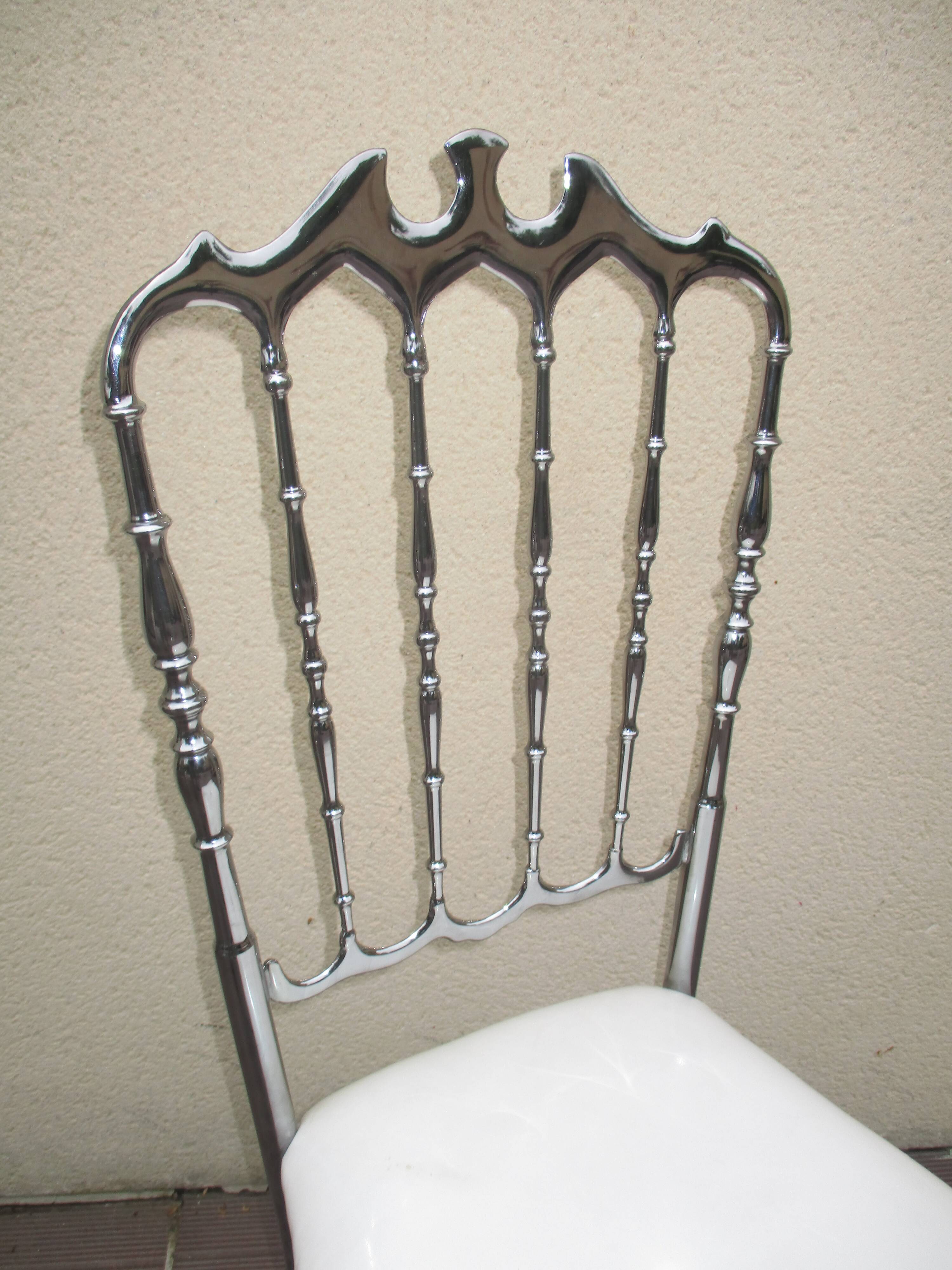 Vintage metal chrome silver chiavari napoleon year 50 italy design chair