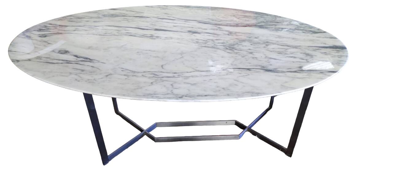 Very beautiful marble table with aluminum legs signed Venture